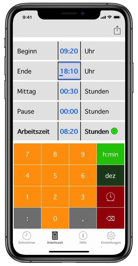 App für die Berechnung von Arbeitszeiten