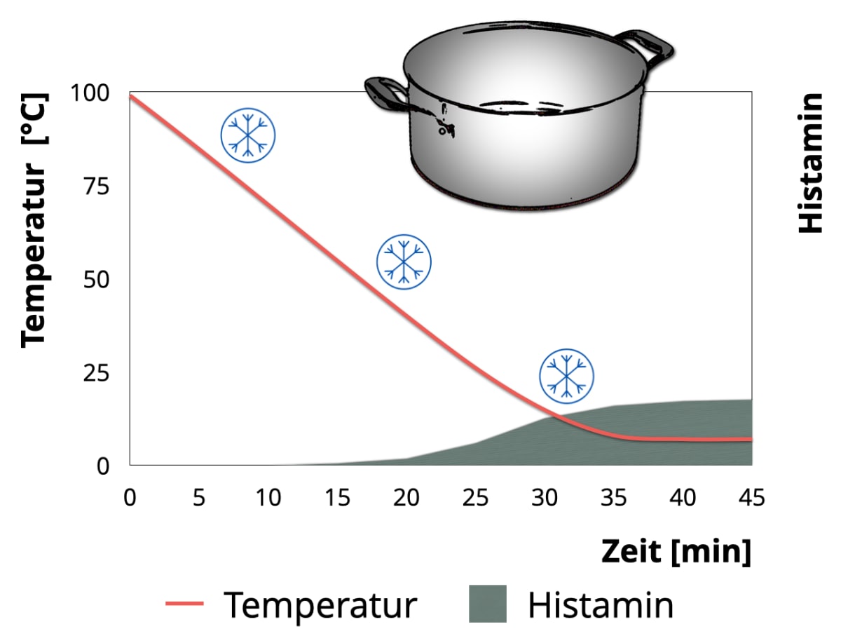 Histaminentwicklung bei niedrigeren Temperaturen